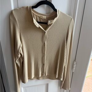 DONNI. Tan Ribbed Knit Cardigan Top